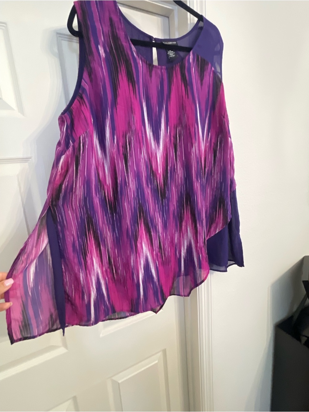 Catherines Purple & Pink Sleeveless Chiffon Overlay Blouse - Picture 2 of 7